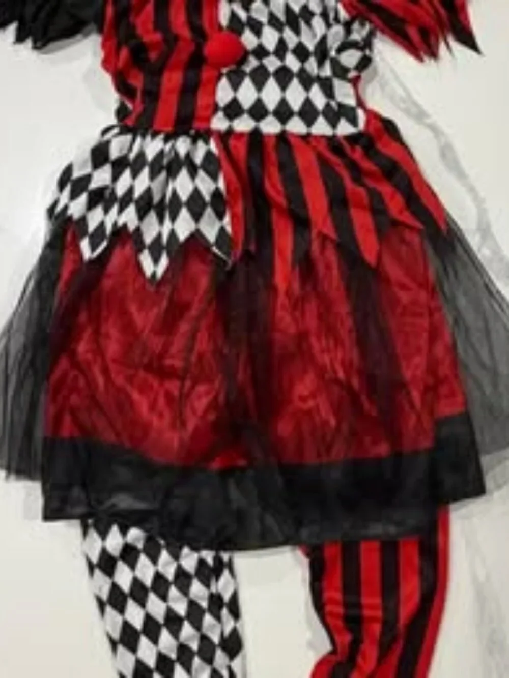 Girls Halloween Killer Clown Costume Halloween (10-11 Years) White and Red